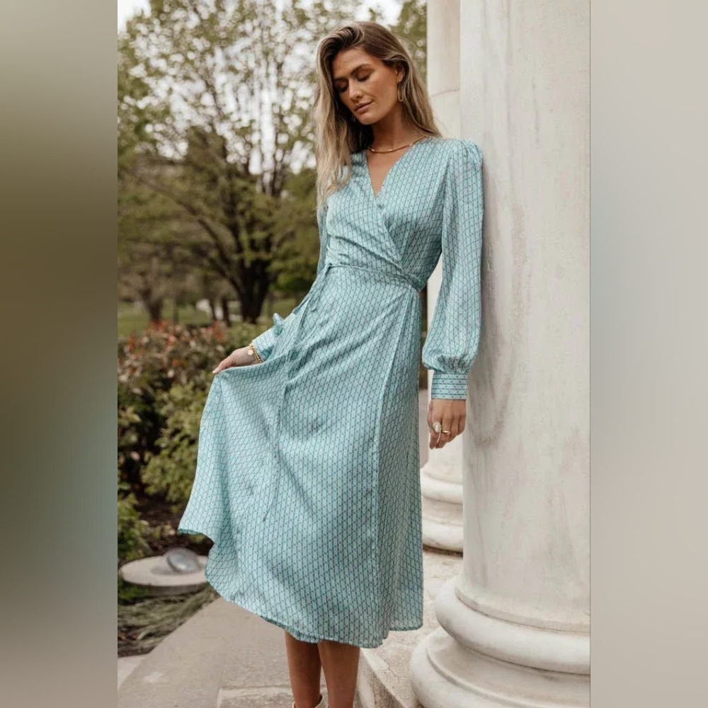 Bohme Taylor Wrap Teal Dress